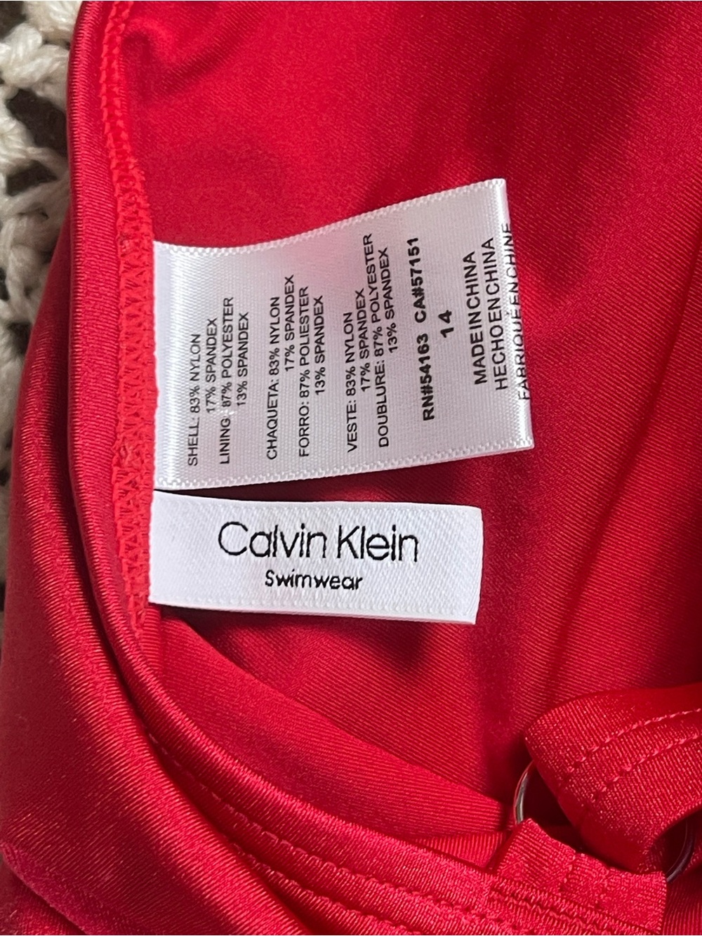Calvin Klein red one piece swim suit 14 - Picture 10 of 12